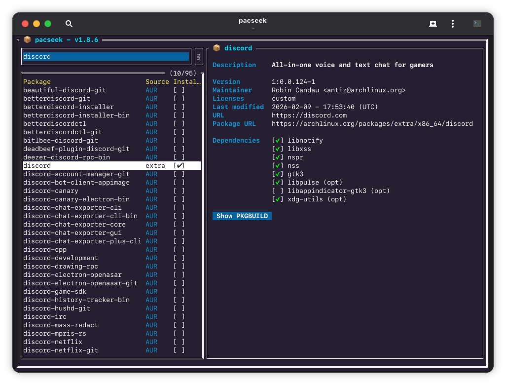Recherche de Discord dans pacseek