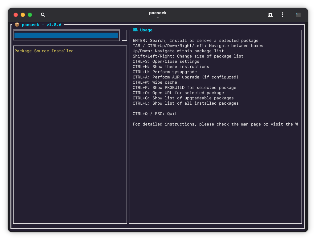 Interface principale de pacseek